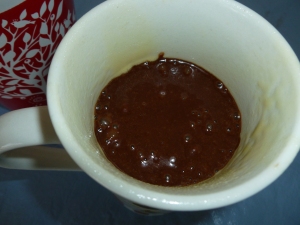 Chocolate cake batter in a mug